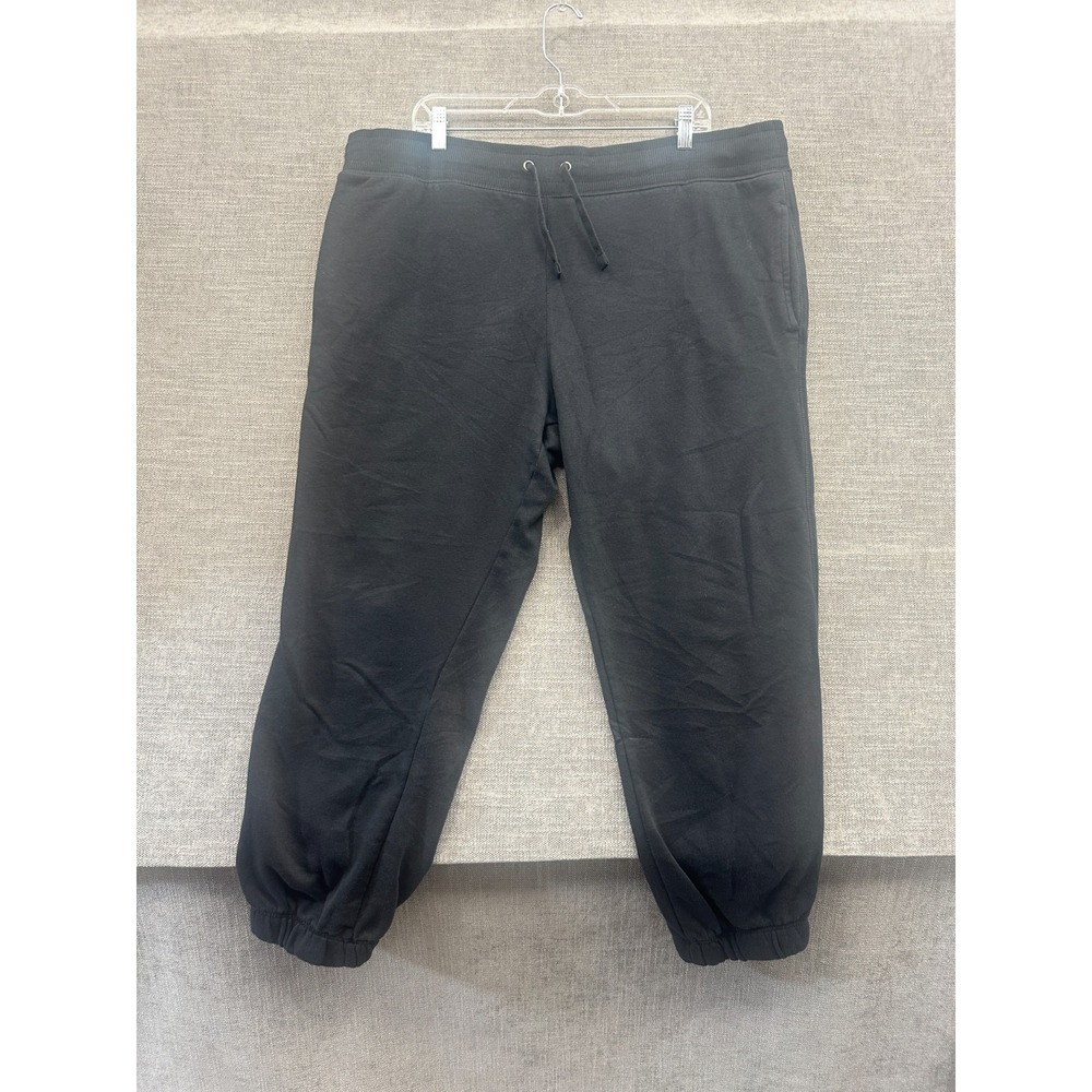 Mens Joggers Pants 42 Black Athleisure Gym Training High Rise Tapered Drawstring